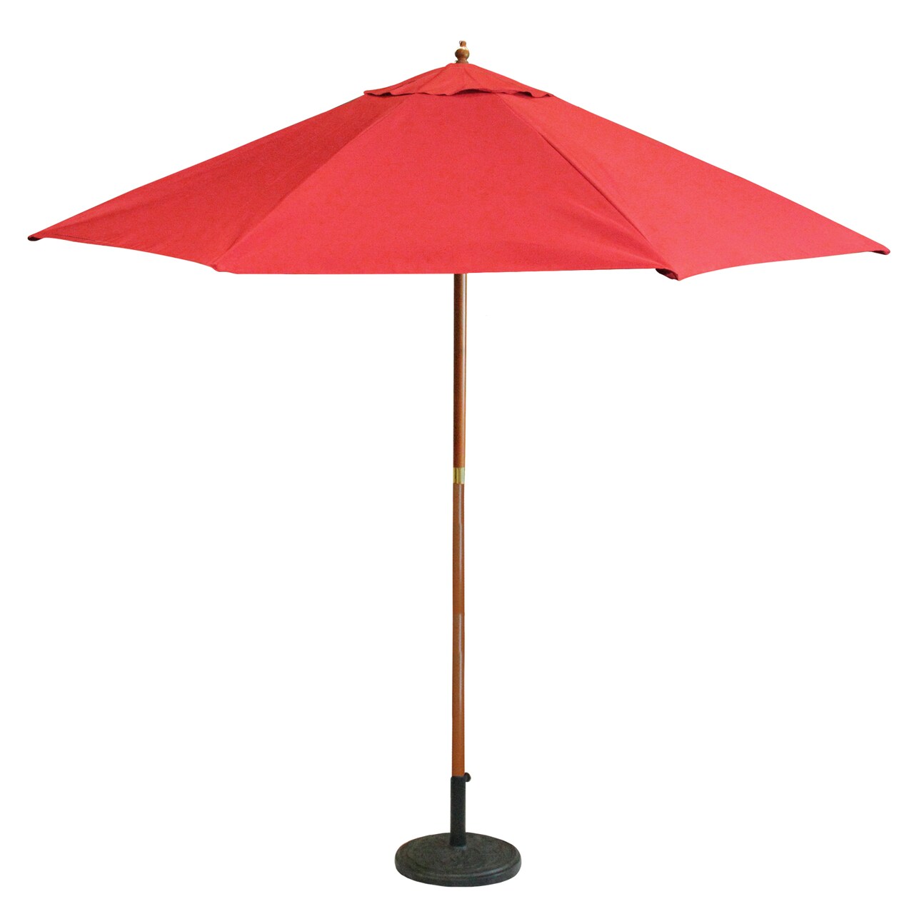 LB International 9ft Outdoor Patio Market Umbrella, Red and Cherry Wood